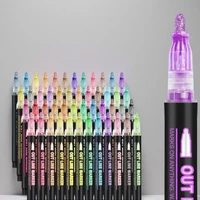 Bolígrafos de contorno de doble línea de 8/12/24/48 colores, marcadores metálicos de contorno automático, bolígrafos de dibujo para escribir con purpurina para escribir tarjetas de Navidad