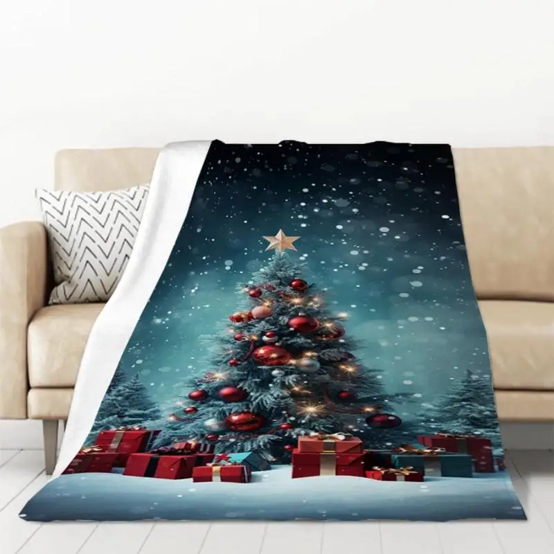 

Cozy Santa Claus Pine Tree Elk Print Throw Blanket for Winter Bedding Luxury Designer King Size