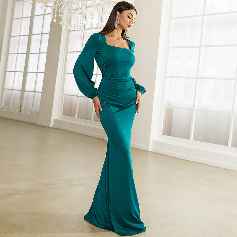 Ele Satin Evening Dr Damen Long Sve bodenlanges Meerjungfrauenschwanzkleid mit Gürtel für Par und Bankett