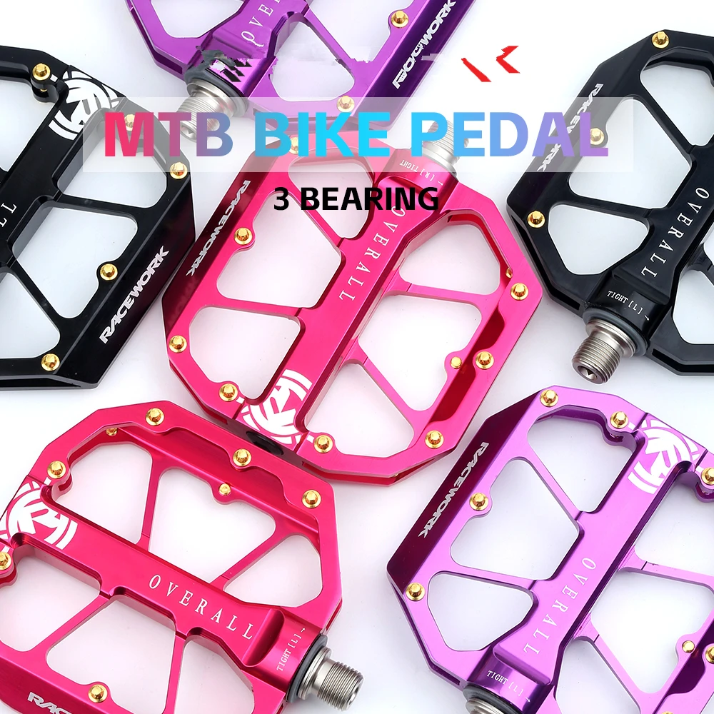 

Mountain Bike Pedal 3 Bearing Aluminium Alloy CNC Non-Slip Flat Platform for MTB BMX Road Cycling Durable Lightweight