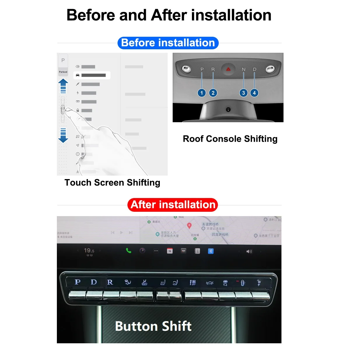 Physical Gear-Shift Button for Tesla Highland Model 3 2024 Multi-function Center Control Panel Switch Buttons 2024 Accessories