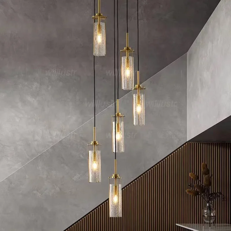 

Dasmani Luxury Copper Suspension Light Creative Cracked Glass Pendant Lamp Cafe Bar Staircase Villa Hanging Ceiling Chandelier