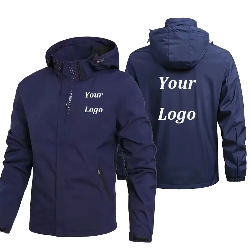 Men's Women's Outdoor Sports Windproof Jacket with Waterproof Spring/Autumn Hiking Coat with Hood Raincoa Customized logo