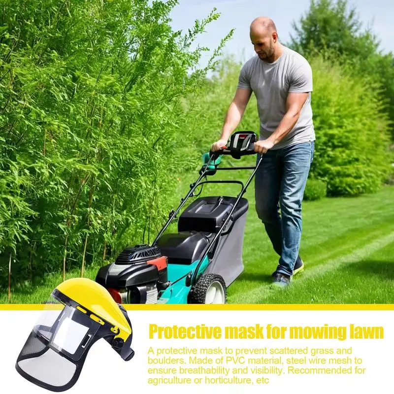 철사 강화 클리어 비전 잔디 깎기 얼굴 커버, 통기성 메쉬 타입 보호 얼굴 실드 헤드