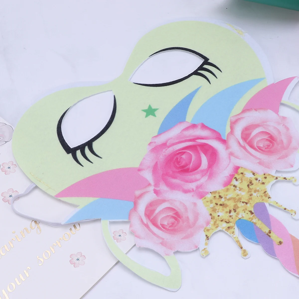 Máscara de unicórnio infantil, faixa elástica de papel premium, confortável para aniversário, cosplay, fantasia, festas, festa, máscara de unicórnio