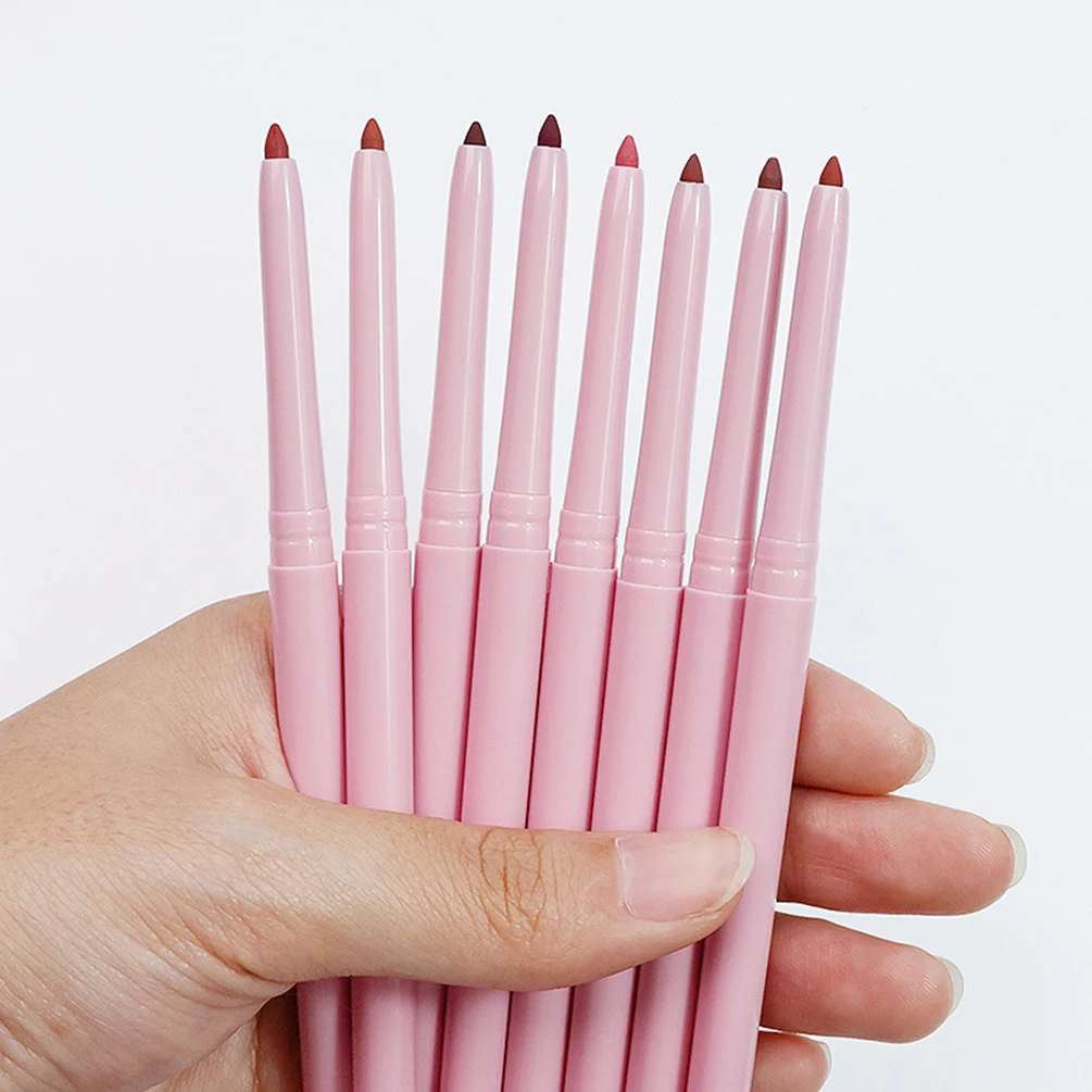 Marca própria vegana 15 cores lápis delineador labial à prova d'água torcido batom atacado maquiagem beleza logotipo personalizado lipliner