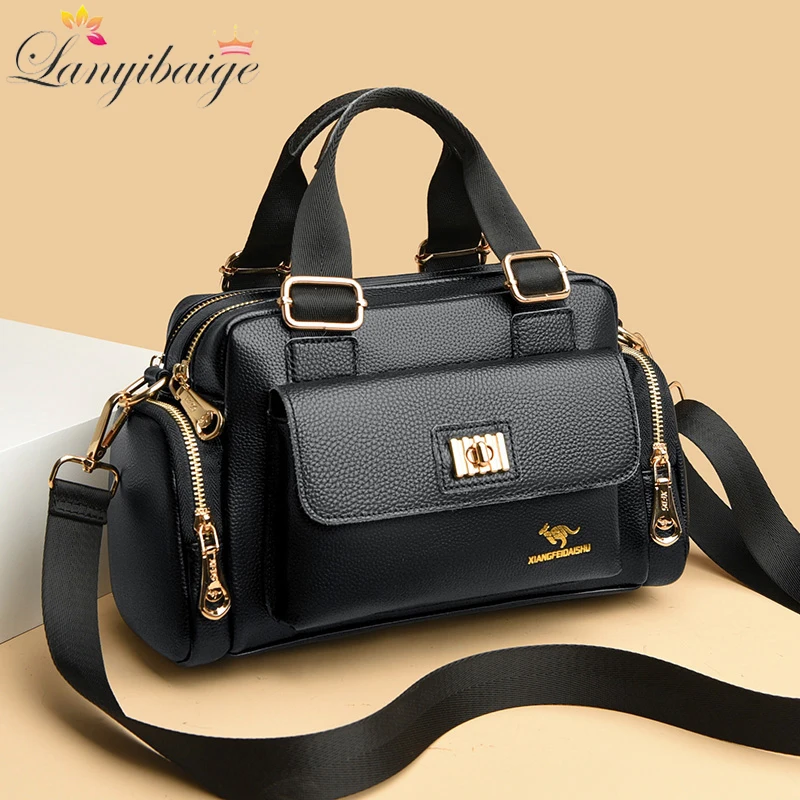 

Leisure Brand Handbag High Quality Women's Shoulder Bags Fashion Designer Large Capacity Soft Leather Locomotive Bag Sac A Main