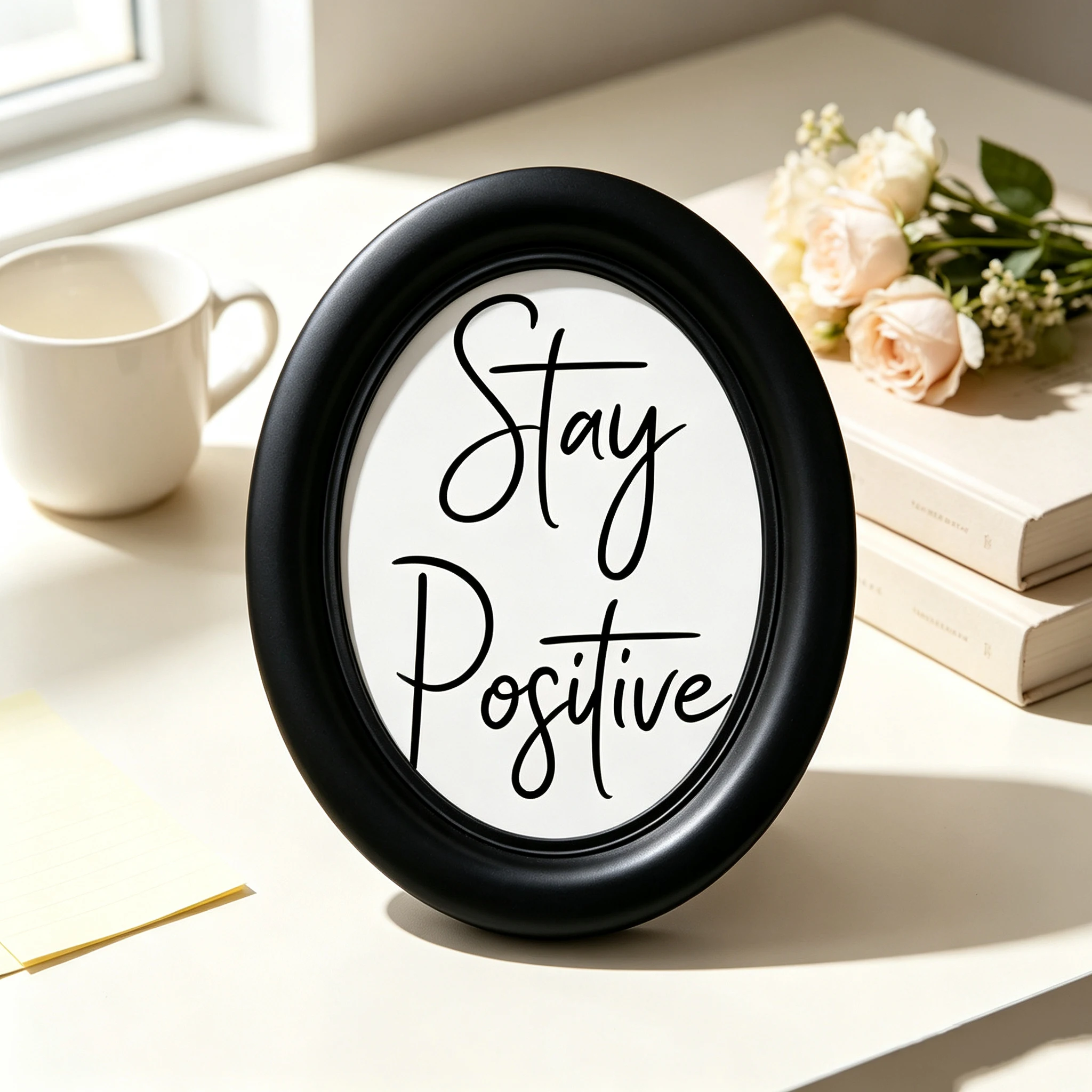 Brush Style Inspirational Words Stylish Wooden Elliptical Photo Frame, Perfect for Home & Holiday Decoration, Great Gift Choice