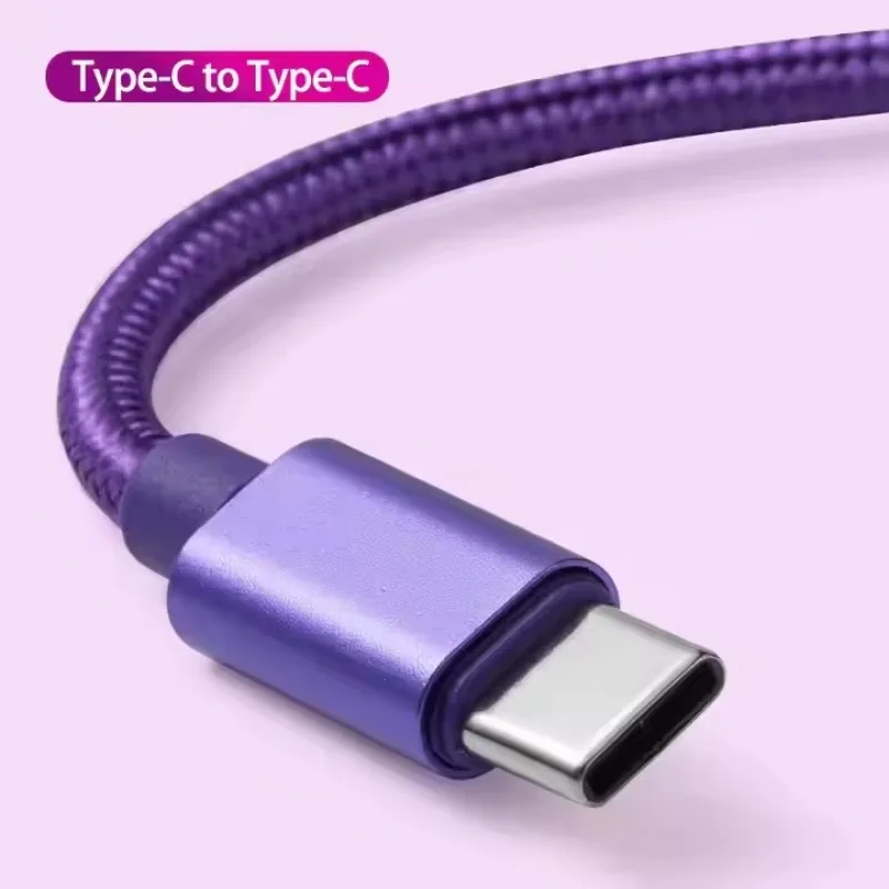New 5A 66W Nylon Fast Charging Cable1m 2m 3m USB C To Type C  for Iphone 16 17 18 Pro Max Samsung S24 Xiaomi OPPO Charging Cable