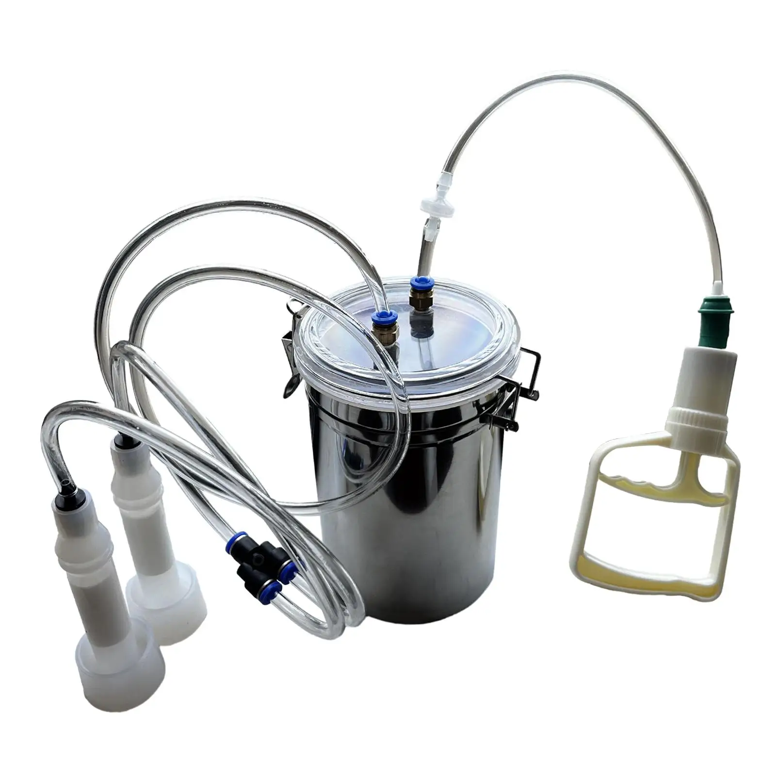 2L Manual Sheep Milker Cows Manual Milking Machine Portable Vacuum Pump Bucket Milker with Bottle for Farms Market Household