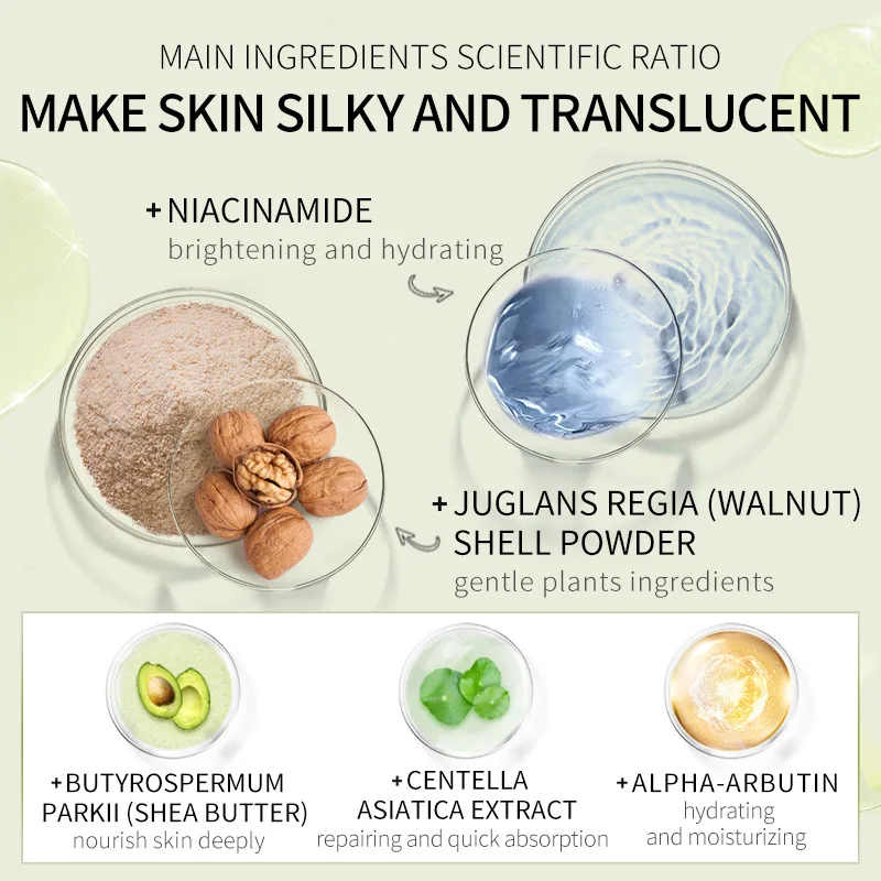 100g Shea Butter Exfoliating Scrub Cream Face Body Deep Pores Avocado Smooth Treatment Cleansing Wash Peach Acne Face Whitening