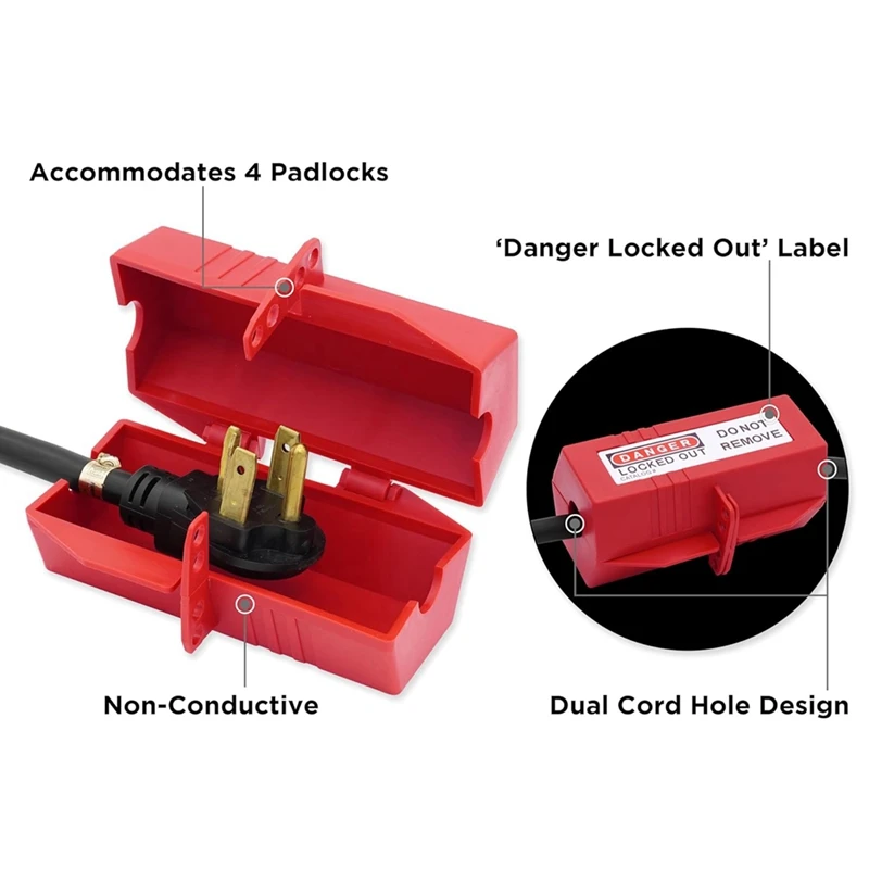 Plug Lock For Lockout Tagout, Large Electrical Plug Lock, Industrial Grade Electrical Plug Lockout Device