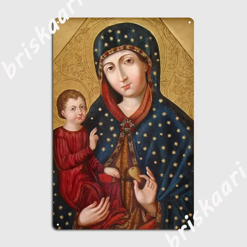 Polish Virgin Mary Poster Madonna And Child Jesus Holy Icon Catholic Art Metal Sign Mural Painting Club Bar Tin sign Poster