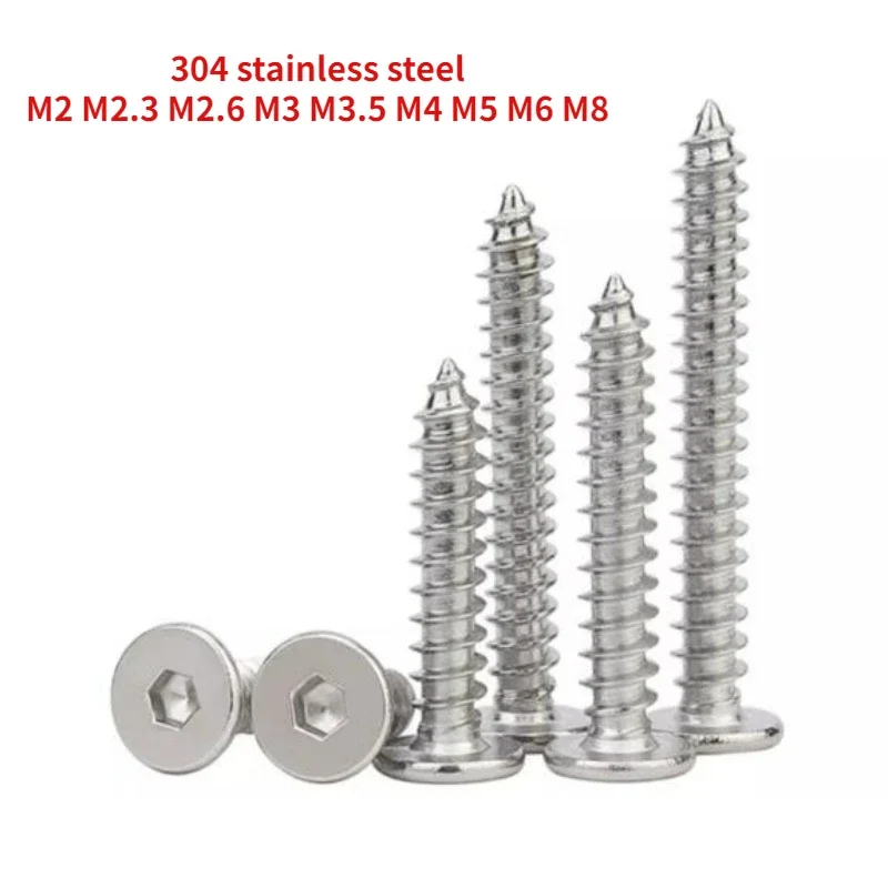 10-200pcs M2 M2.3 M2.6 M3 M3.5 M4 M5 M6 M8 304 Stainless Steel Ultrathin Hex Ultra Thin Low Flat Wafer Head Self Tapping Screw