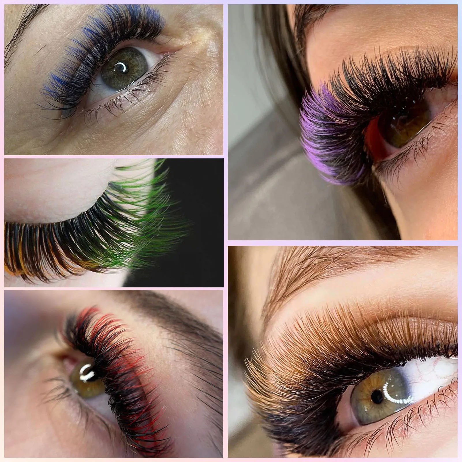 Ombre Pink Red Blue Purple Mix Trays Mink Colored Eyelashes Ombre Lashes Natural False Eyelash Extension Colourful Lash Makeup