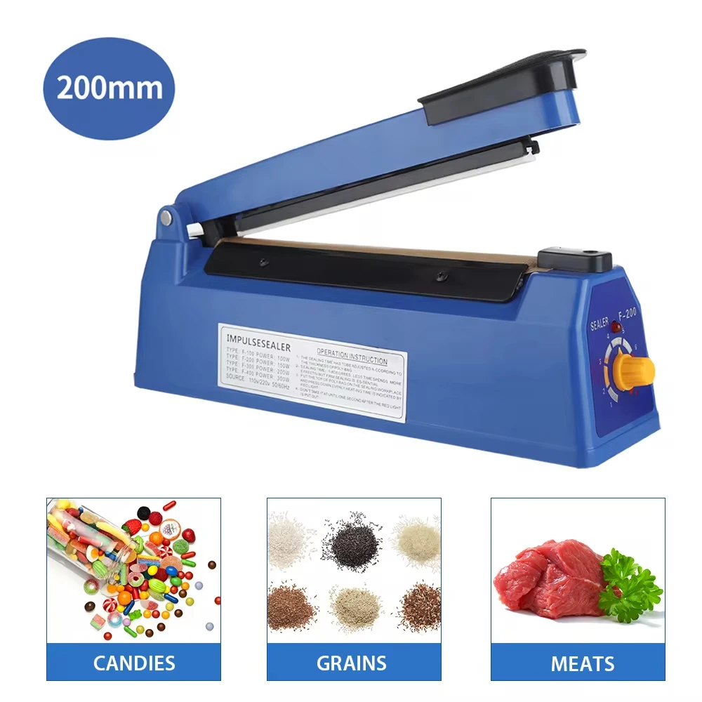 Electric Heat Bag Sealing Machine Plastic Bag Sealer Hand Press Food Seal Plastic Bag Impulse Sealer Fast Heat Packaging Machine