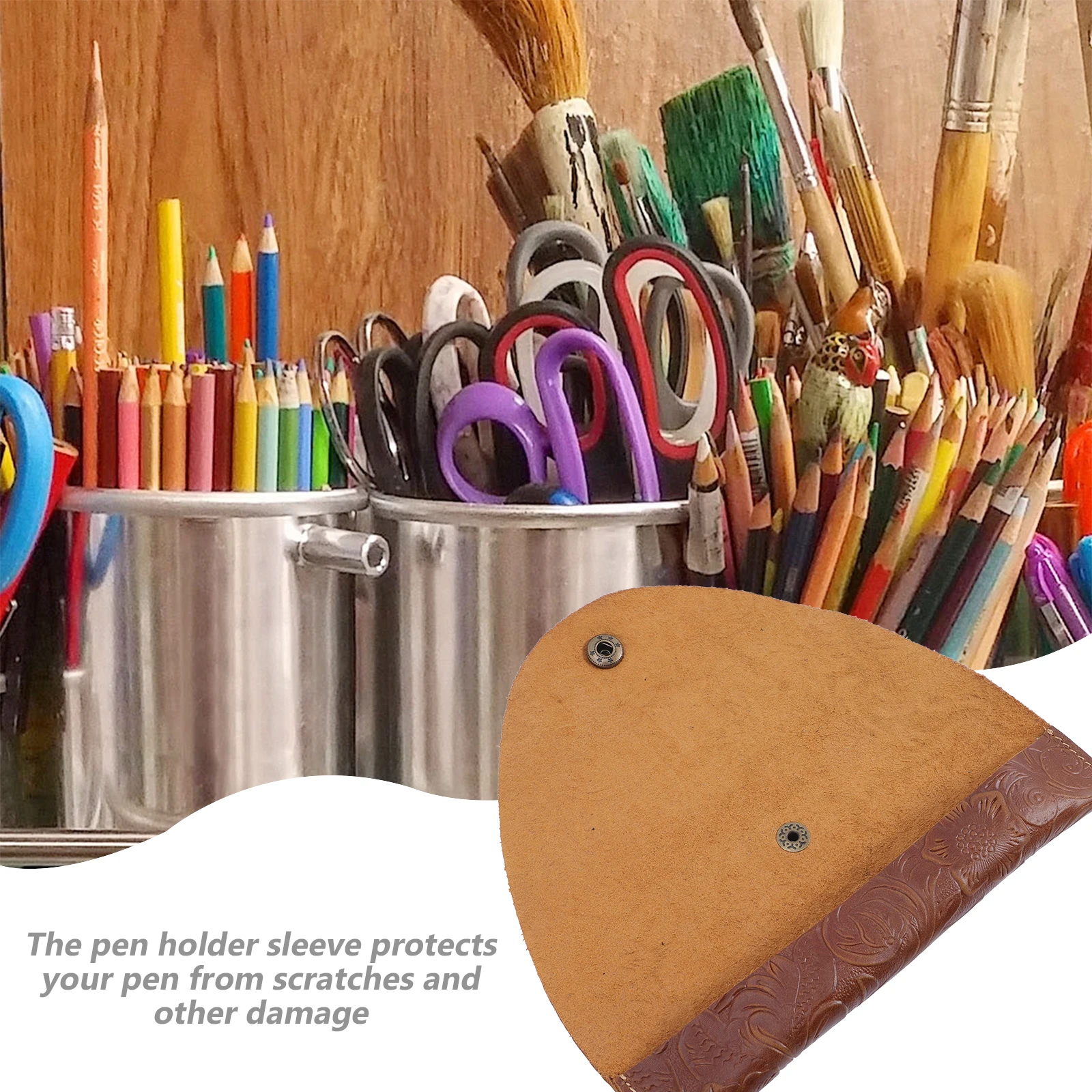 

Retro Pen Holder Sleeve Snap Button Single Pen Case Scratch Proof Pouch Gift for Valentine Christmas Day