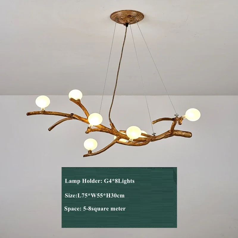 MZISOSOD Vintage Ast Harz LED Kronleuchter 8