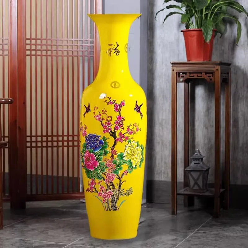 

X-S Ceramic floor-to-ceiling red vase Chinese living room office decoration ornament