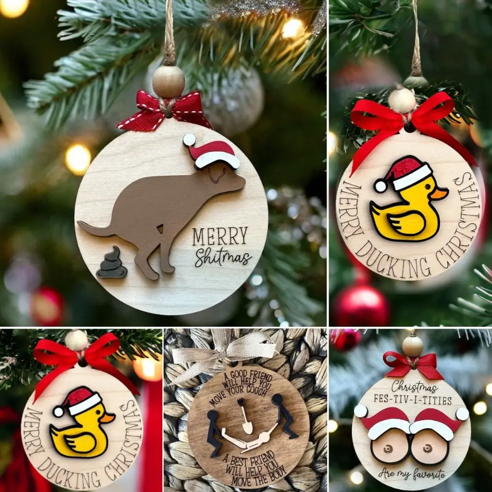 Décorations de Noël en bois pour adultes, ornement de Noël créatif, pendentif drôle, confronteurornements d'arbre de Noël