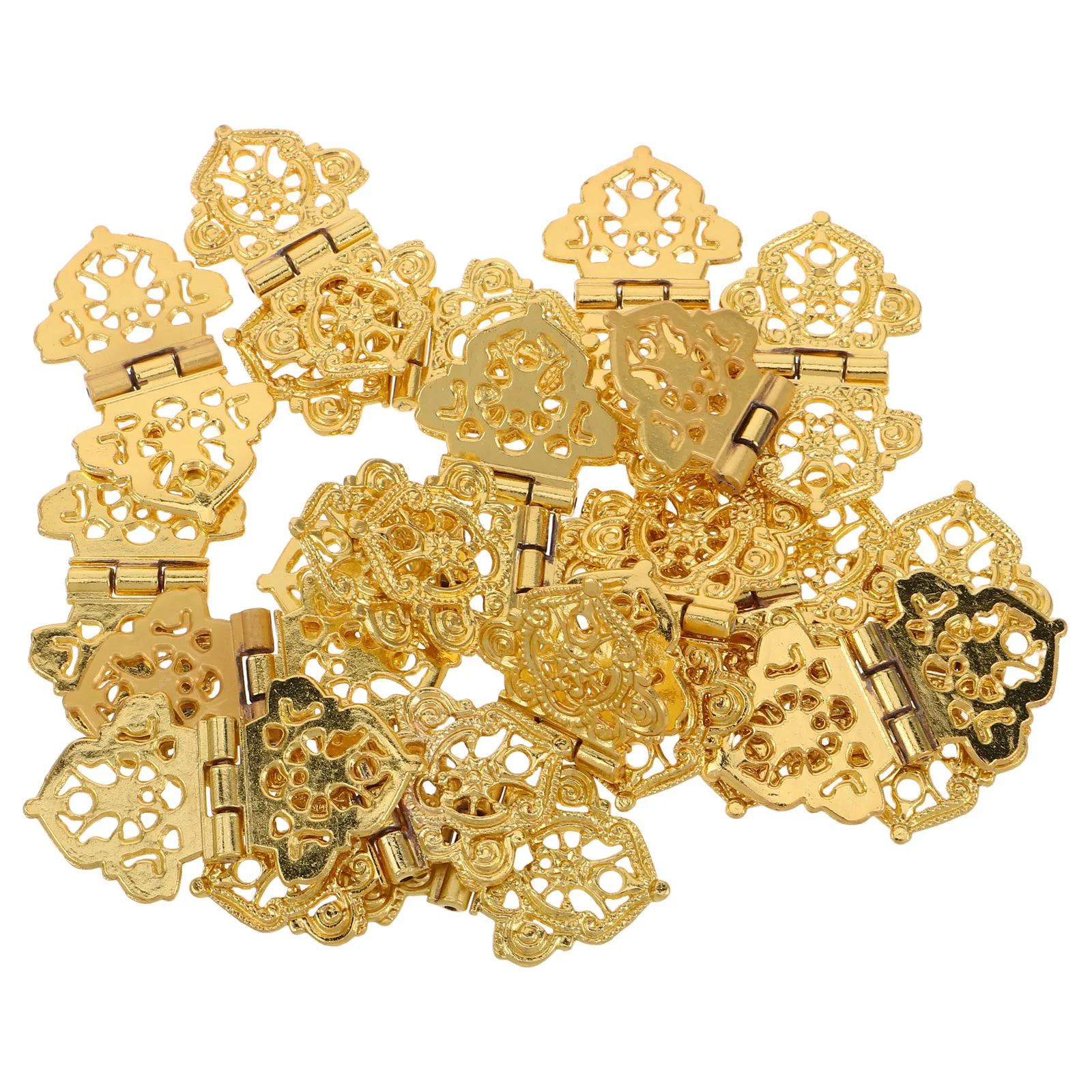 

20Pcs Vintage Golden Hinges Embossed Design for Furniture Chests Cabinets Rust Resistant Smooth Quiet Operation