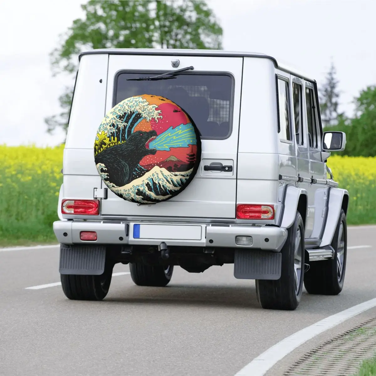 Japanese Fashion Retro Wave Kaiju Spare Wheel Tire Cover for Honda CRV Monster Jeep RV SUV Camper 14\