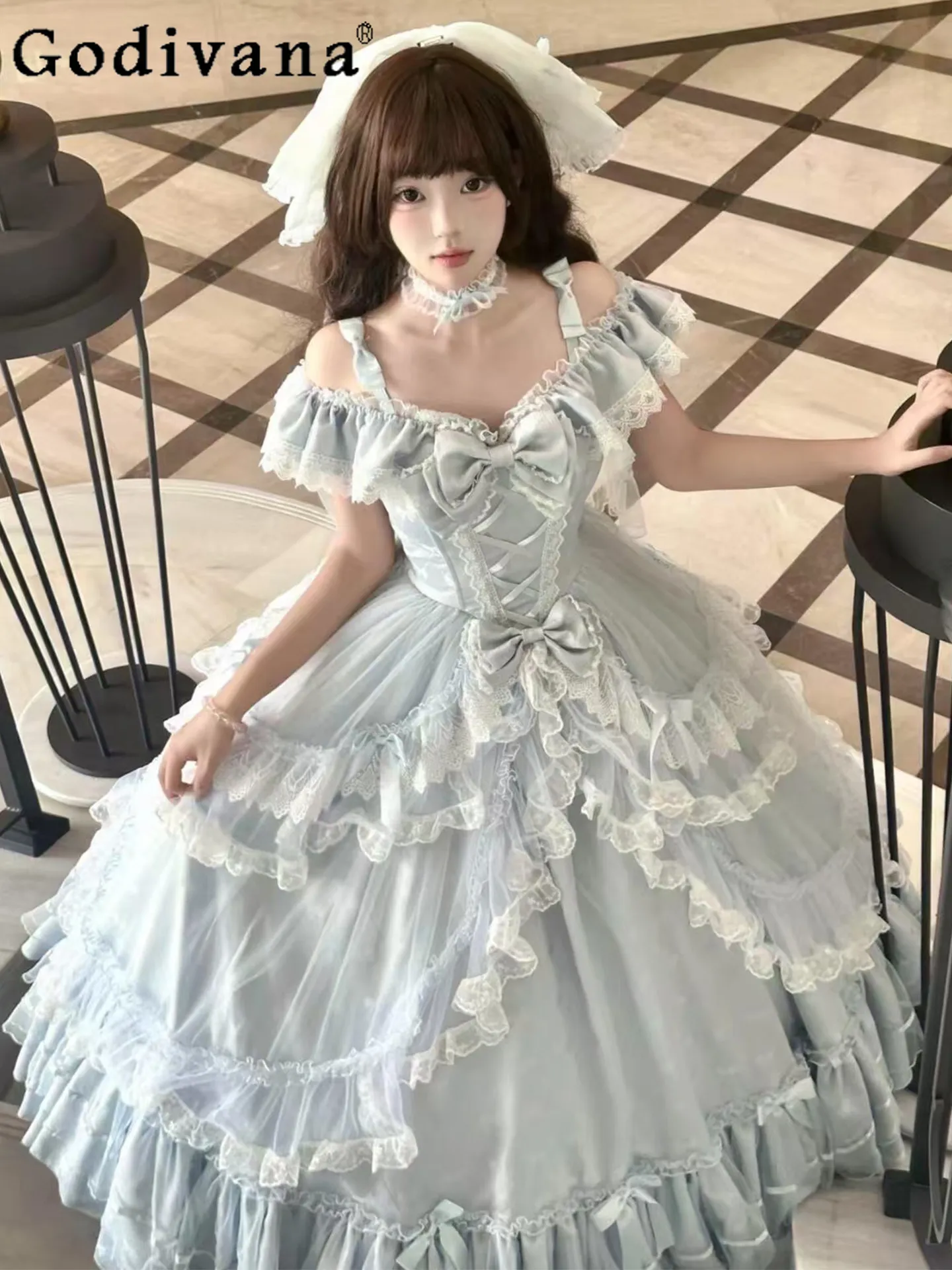 

Elegant and Gorgeous Japanese Original Lolita Dress Birthday Bar Mitzvah Evening Dress Princess Lace Sweet Girl Cake Dresses