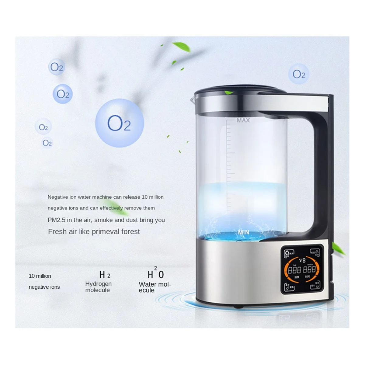 2025 New 2L Rich Hydrogen Water Bottle Alkaline Water Ionizer Machine Water Filter Drink Hydrogen Water Generator US Plug