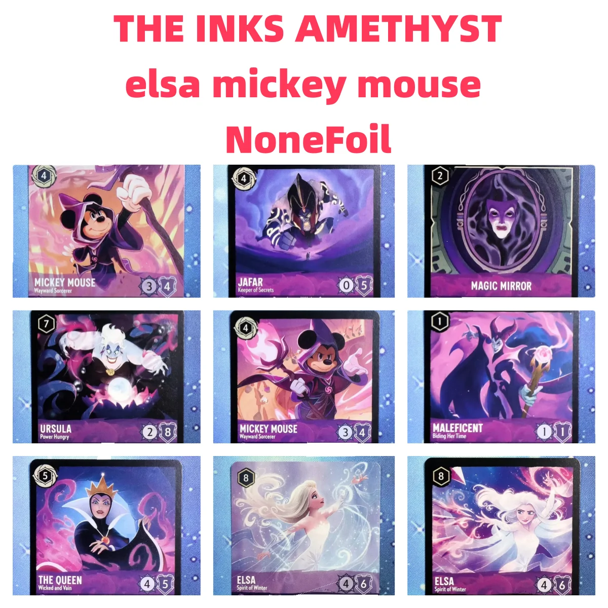 Disney Lorcana Proxy THE INKS AMETHYST NoneFoil –elsa mickey mouse the queen ursula magic mirror jafar TCG Game Cards collection