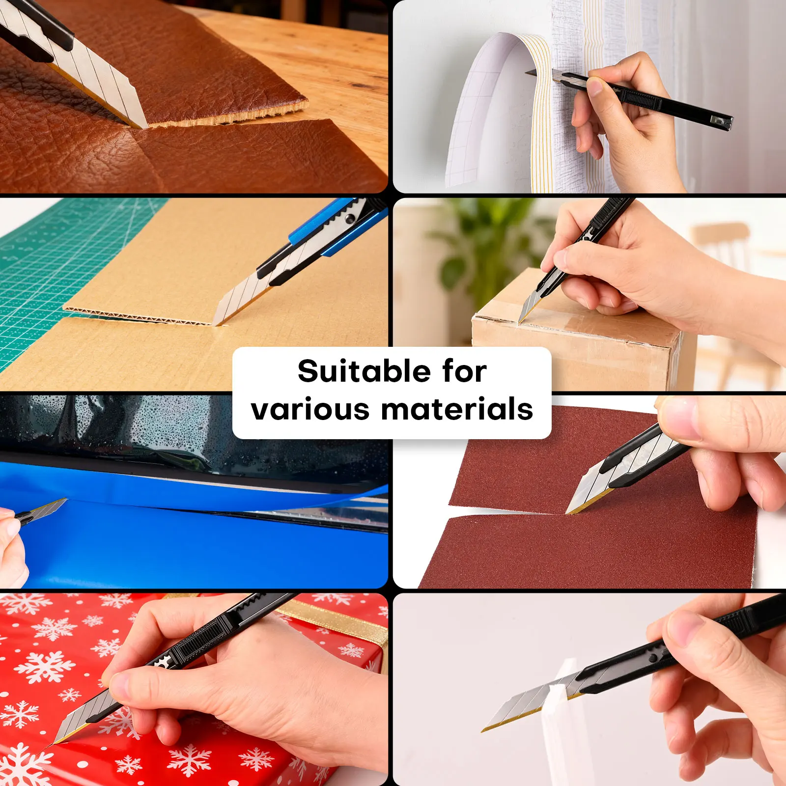 FOSHIO 9 مللي متر 30 زاوية التيتانيوم المغلفة سكّين متعدّد الاستخدامات شفرة عبوات مكافحة الصدأ الكربون الصلب المفاجئة قاطع قابل للسحب 50 قطعة/الحزمة #6