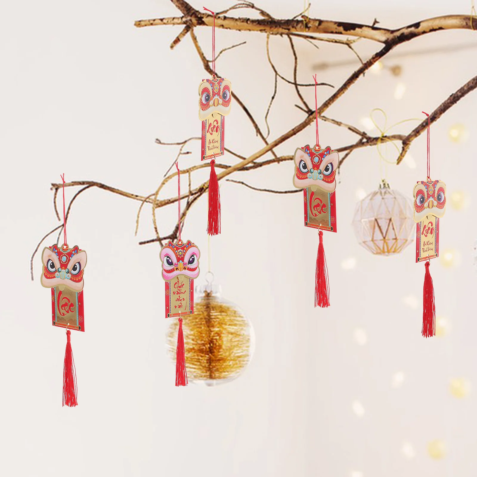 

24 Pcs Spring Festival Decoration Small Hanging Pendants for Lunar New Year Tree Ornaments Calendar