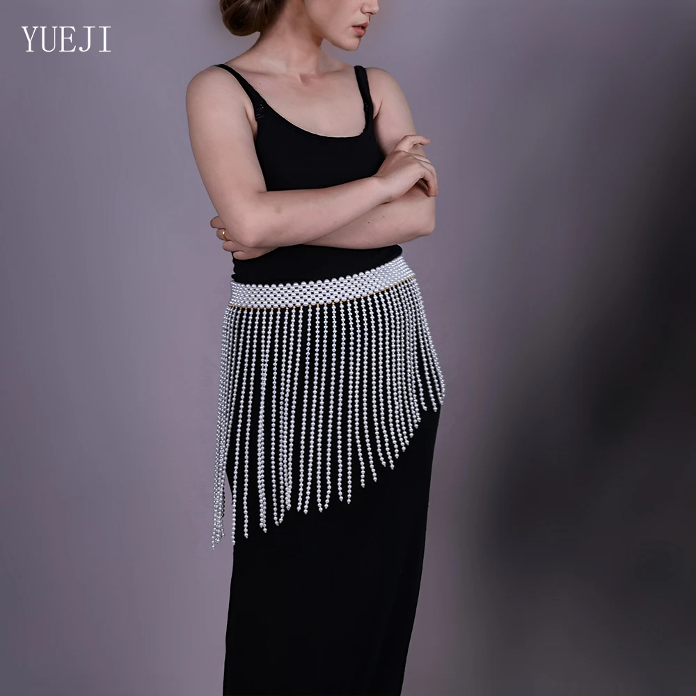 YUEJI Luxury Sexy Body Chain High Waist Pearl Fringe Belt  Hand-Beaded Detachable Bolero De Fiesta Mujer Customizable YJG97