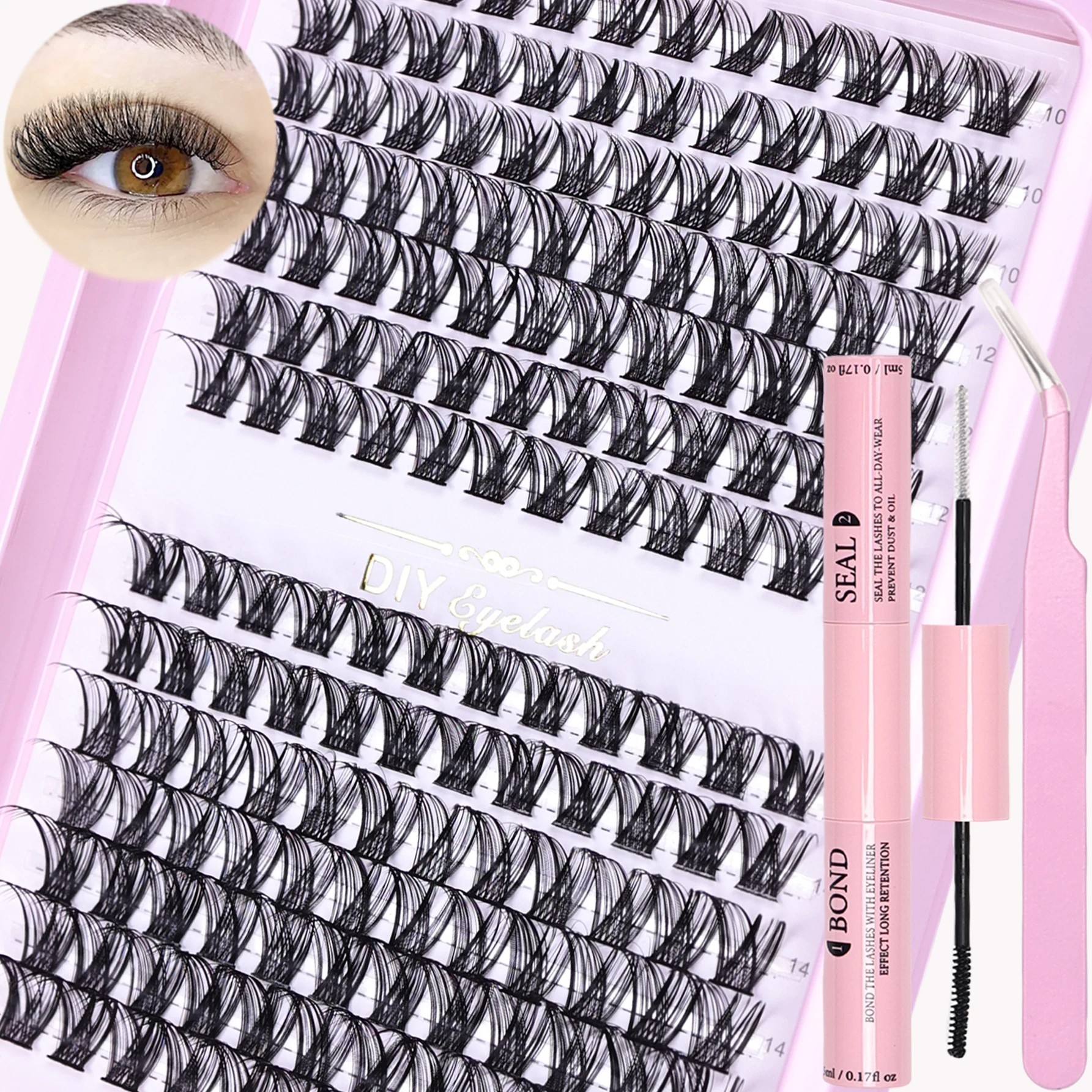 

Eyelashes Extension Kit 168 Clusters DIY Lash Extensions Kit Lash Clusters Mix Length Eye Makeup Tool For Eyelash Extensions