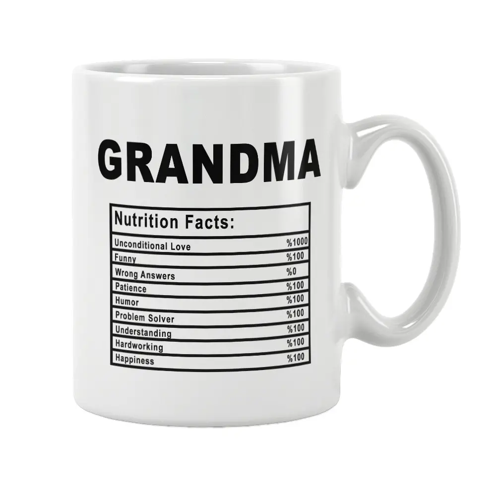 Grandma Nutrition Facts Mug Coffee Cup White Ceramic Mothers Day Grandmothers Gifts