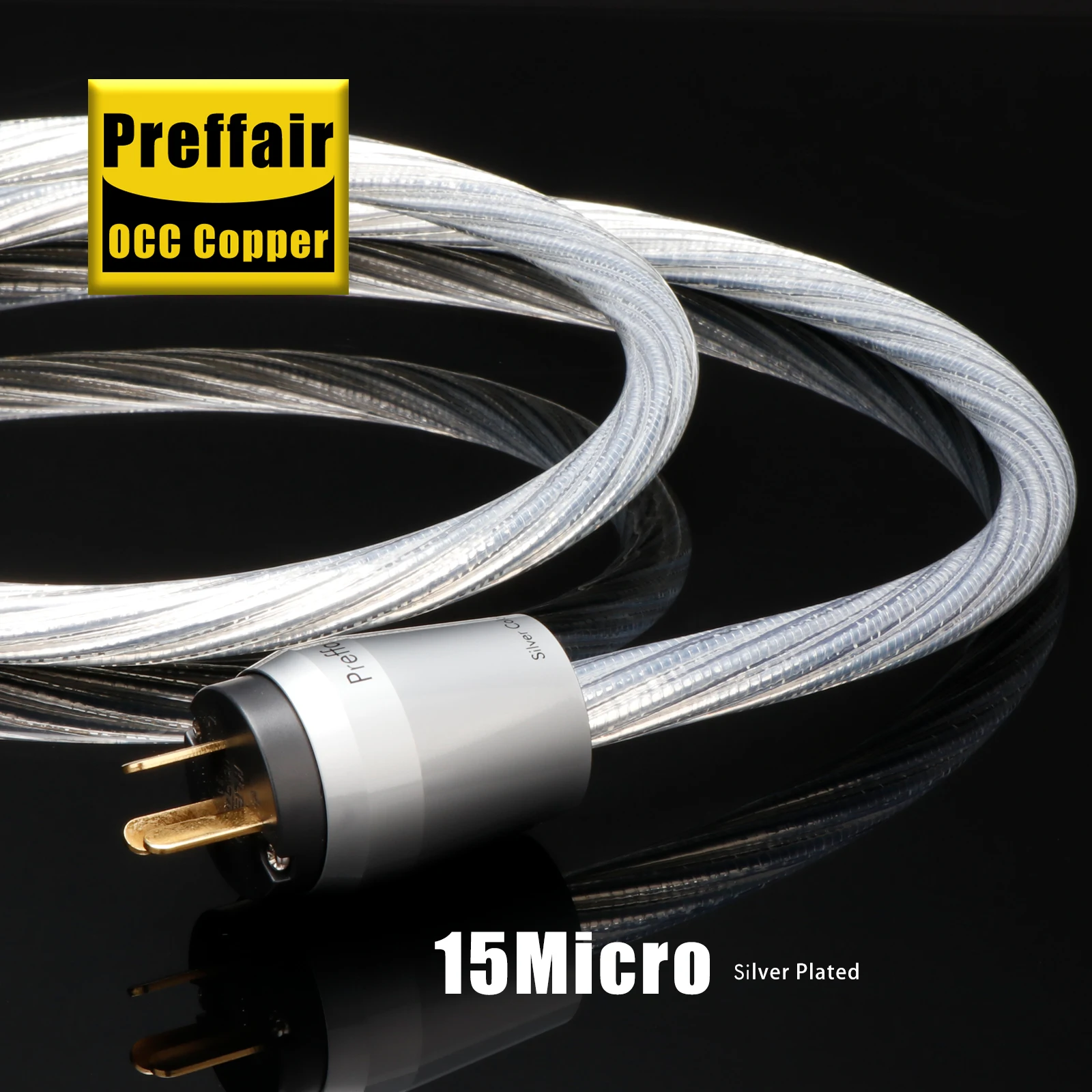 Preffair 8N OCC كابل الطاقة المطلي بالفضة المملكة المتحدة/الاتحاد الأفريقي/الولايات المتحدة/الاتحاد الأوروبي موصل مقبس الجيل 2 التيار المتناوب سلك الطاقة الاتحاد الأوروبي Schuko الطاقة