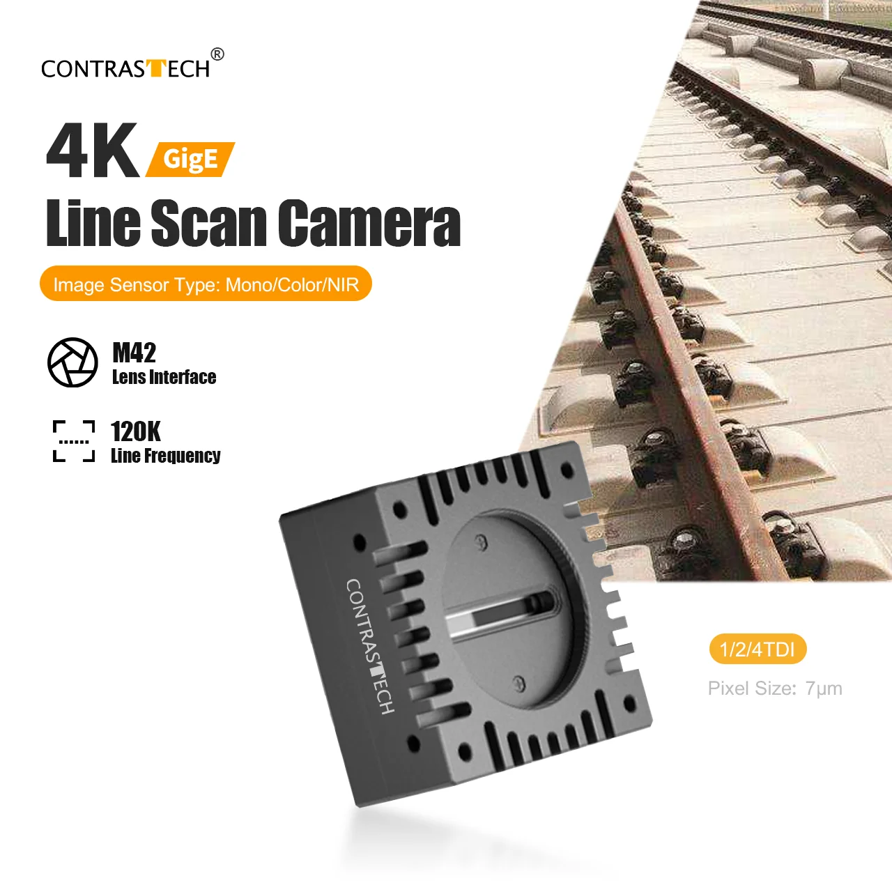 4K TDI Line Scan Camera GigE PoE 4096x4 Linear Array Camera 7μm Pixel for Industrial Inspection