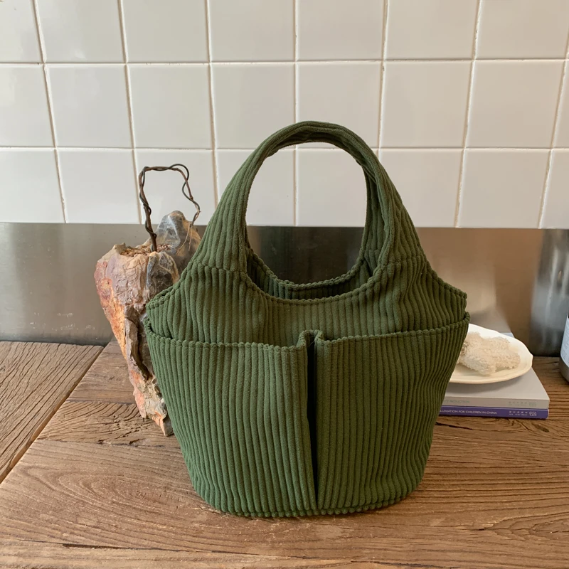 

Corduroy bucket bag for women 2025 new fashionable and simple lunch box bag niche western-style texture Handbag Shopping Tote