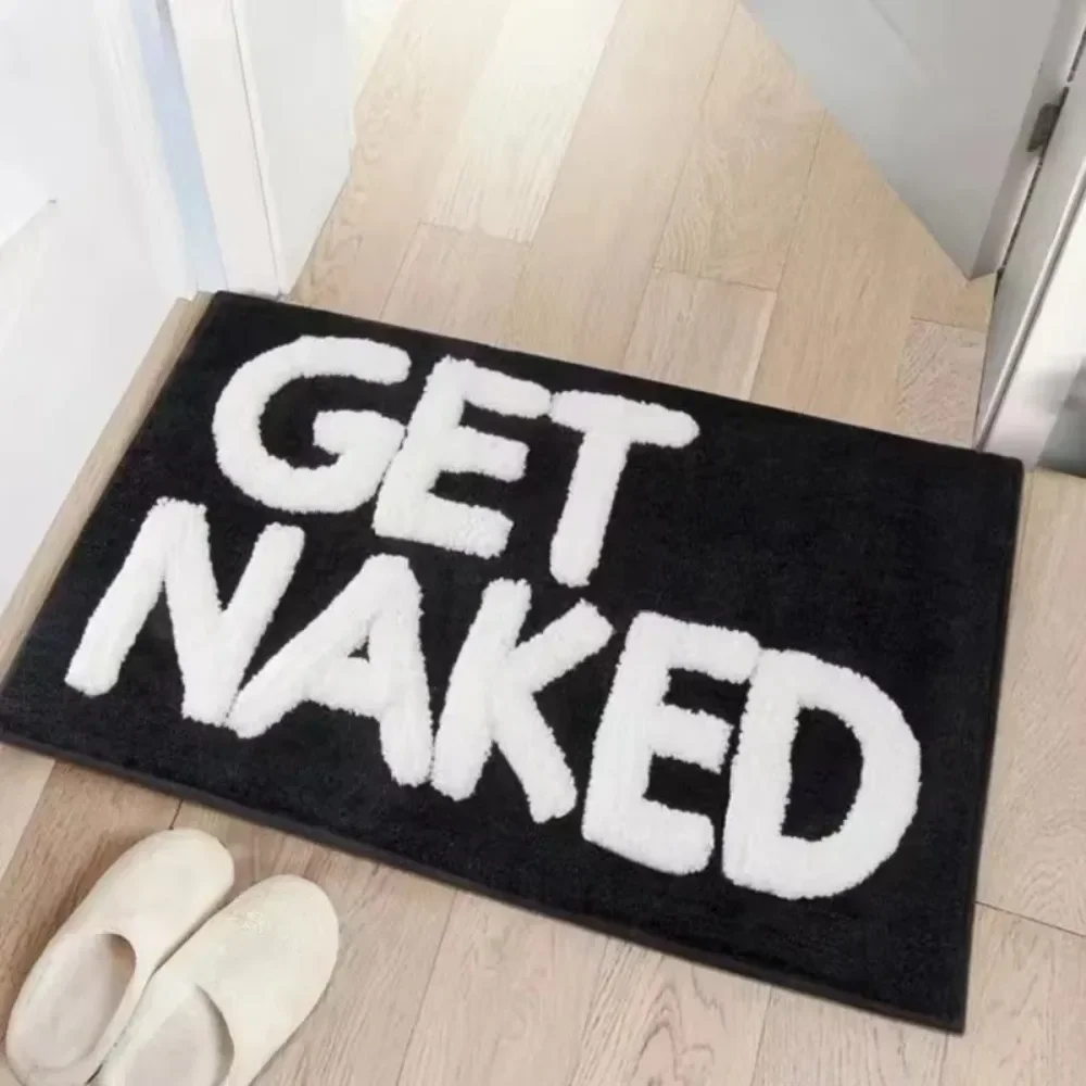 1PC Funny Floor Mats Non Slip Imitation Cashmere Multi-size Bath Rugs Funny Bathroom Decor Black and White Floor Bathroom Carpet