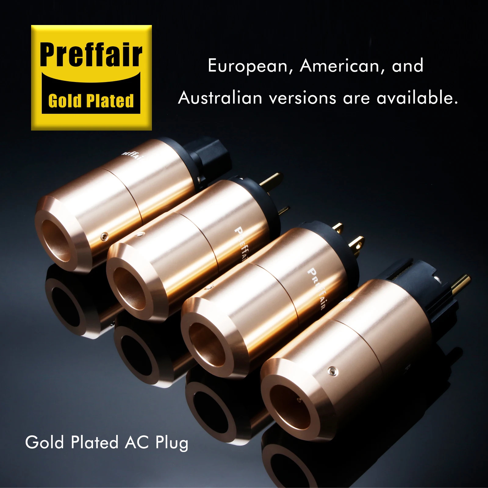 

Preffair P087 Gold Plated US/SCHUKO/AU Mains Male Plug to IEC C15 Female Socket HIFI Power Connector