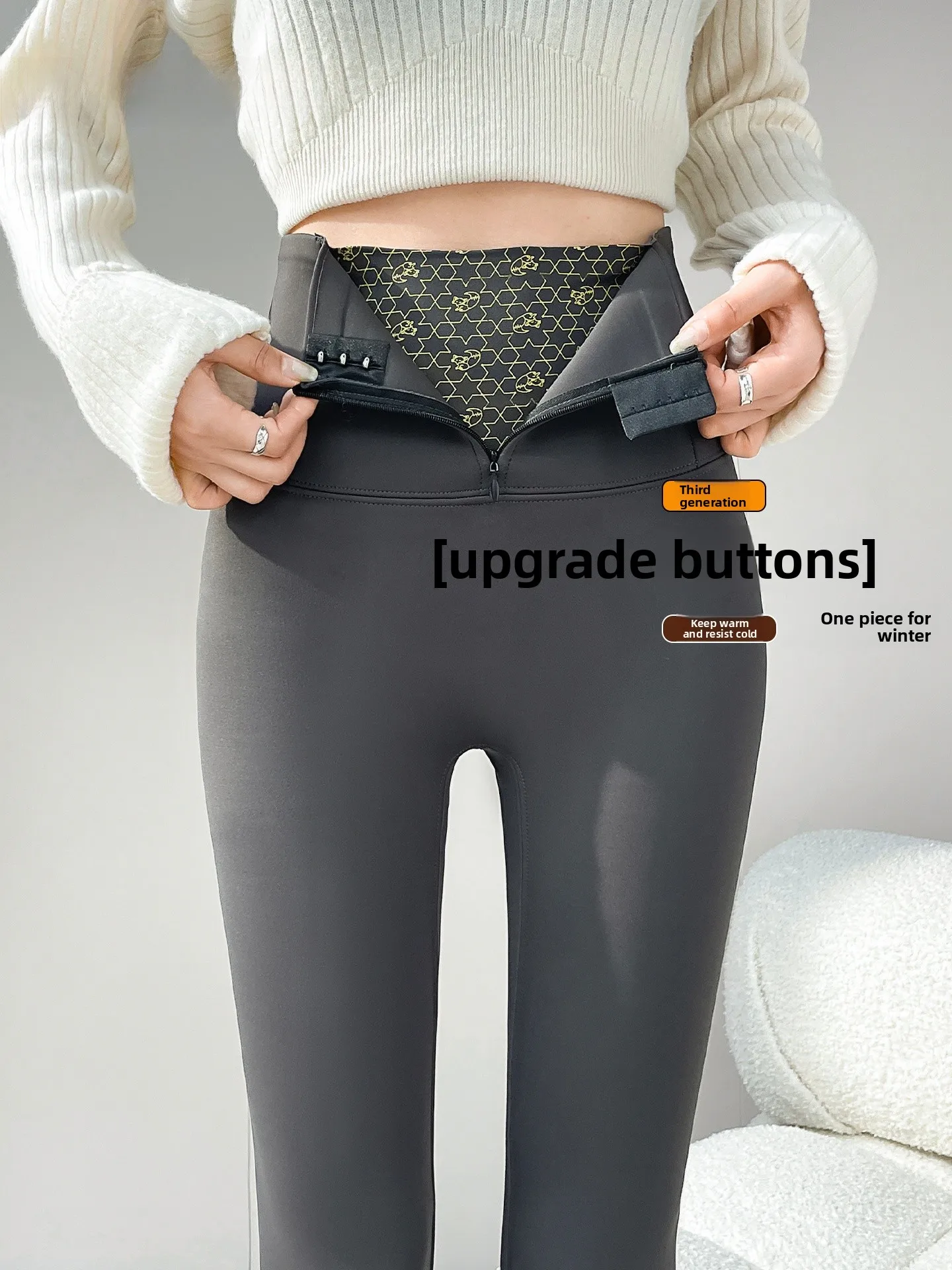 

La Chapelle ey Брюки из овчины на подкладке Fce Женские осенне-зимние брюки для фитнеса для йоги с контролем живота Подтяжка ягодиц для похудения Базовый слой...