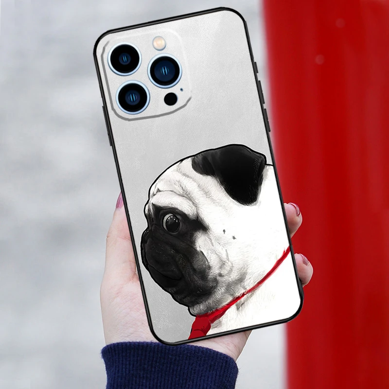 Pug Dog Funny Cartoon Case For iPhone 15 14 XR X XS Max Plus SE2 11 12 13 16 Pro Max Cell Phone Cover Casing Coque