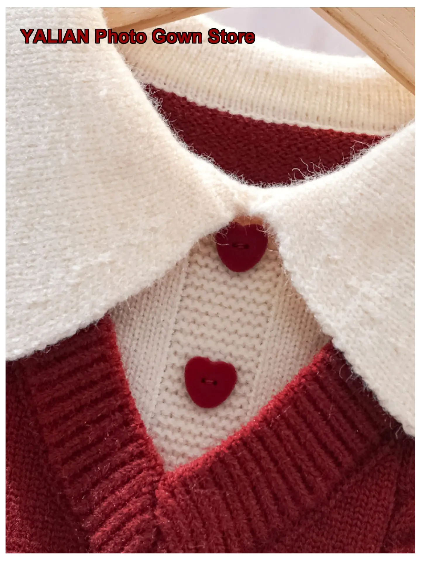 La Chapelle Girls Two-Piece Look Thickened New Year Knit Top Cardigan Kids