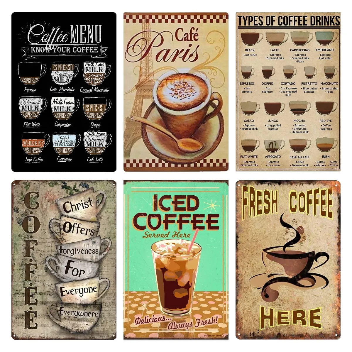 

Coffee Bar Metal Sign Coffee Menu Know Your Coffee Tin Sign Vintage Signs Bar Wall Decor Coffee Decor 8 X 12 Inches