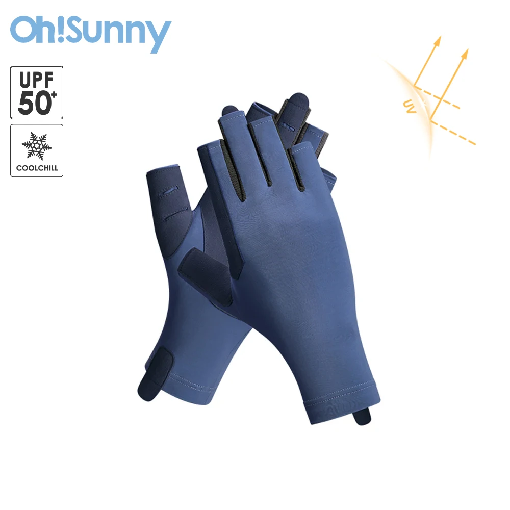 

OhSunny Sun Protection Mittens Summer Unisex Fingerless Glove Breathable Anti-UV UPF50+ Coolchill Fabric for Cycling Motorcycle