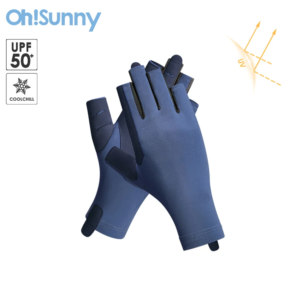 Перчатки OhSunny UPF50 + Coolchill для защиты от солнца, дышащие митенки без пальцев, для езды на велосипеде и мотоцикле, летние, унисекс