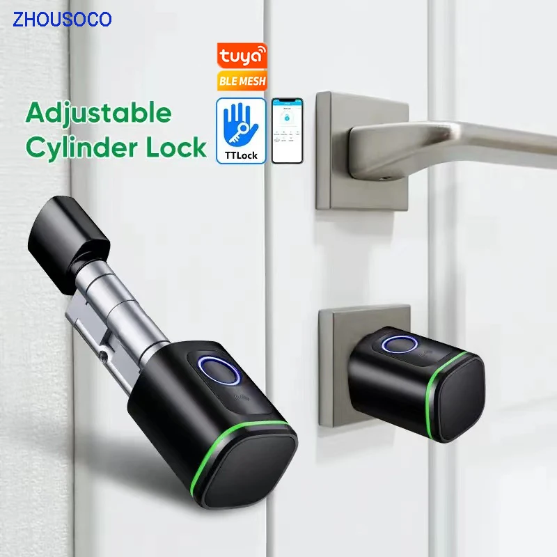 

Tuya APP Smart Door Lock Fingerprint Biometric RFID Card Bluetooth Cylinder Electronic Lock Digital Keyless Unlock Home Replace