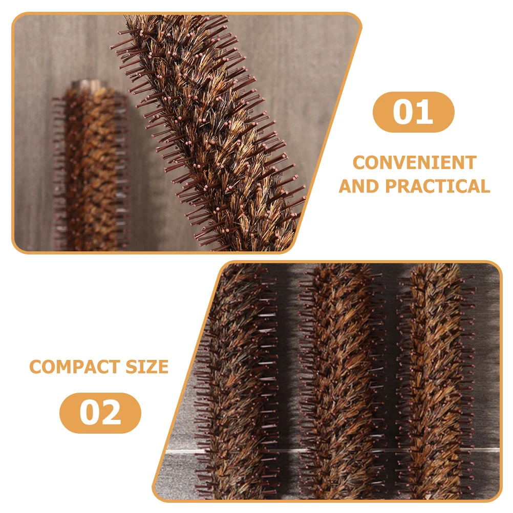 

Hair Brush for Blow Drying Round Brush Styling Curly Hair Natural Bristles Wooden Handle Compact Comb for Easy Carrying