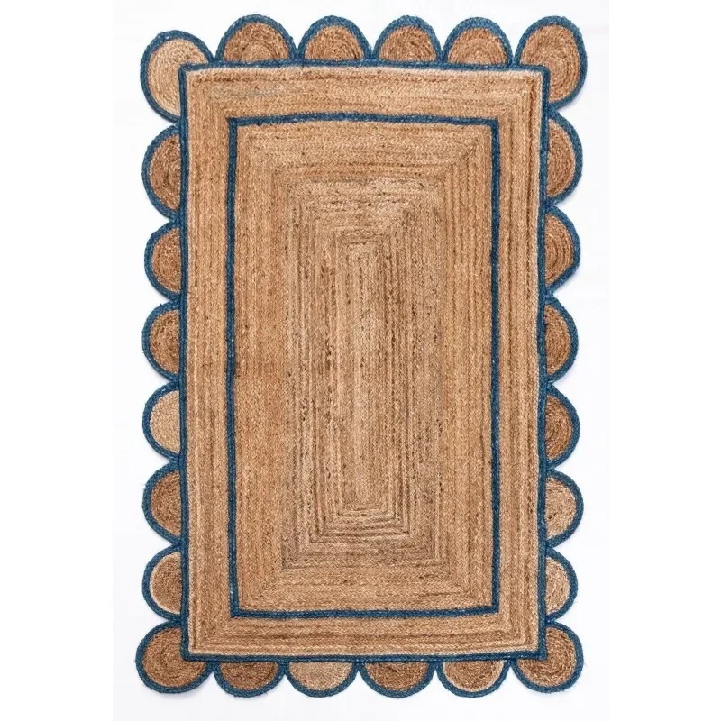 

Scallop Jute Rug 100% Natural Modern Rustic Look Carpet Home Decor Area Rug Mat