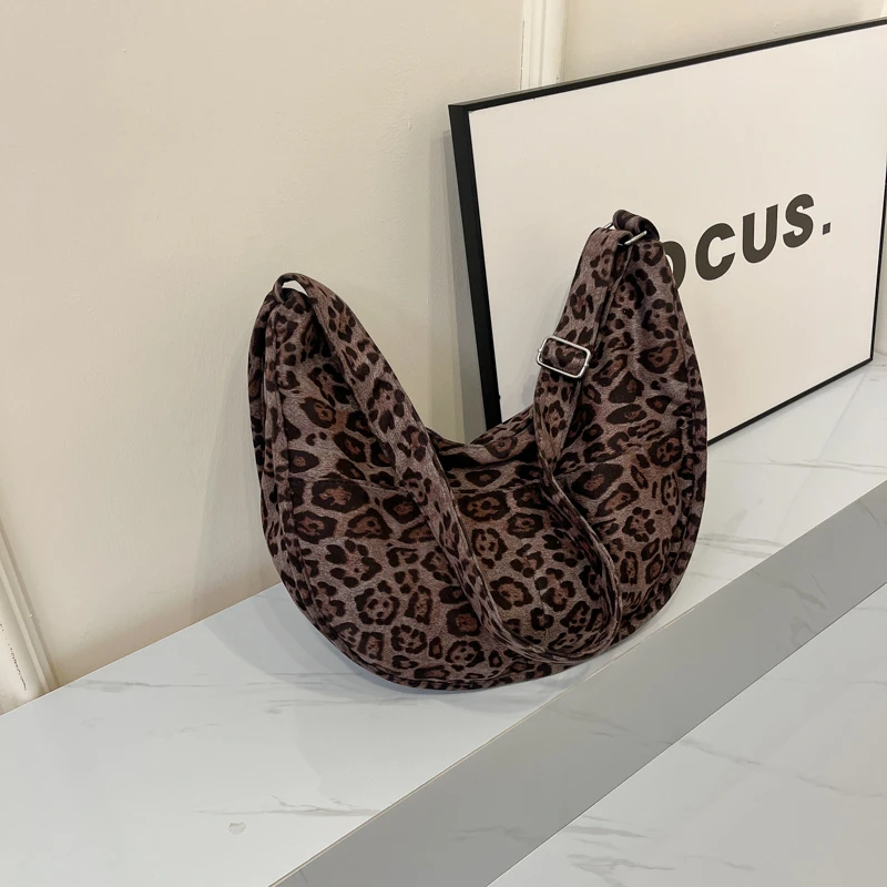 

Большой вместительный леопардовый принт, повседневные сумки на плечо с швейными нитками, 2024, модные внутренние сумки с карманом на молнии, женские сумки из искусственной замши