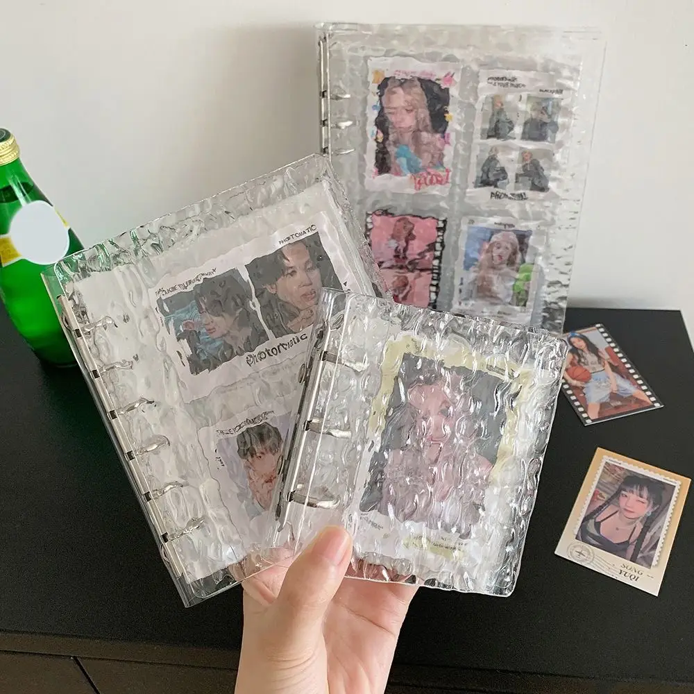 

Acrylic Photo Album Loose-leaf A5/A7/A8 Idol Card Organizer Water Ripple Design Pictures Storage Booklet Instant Photo Display